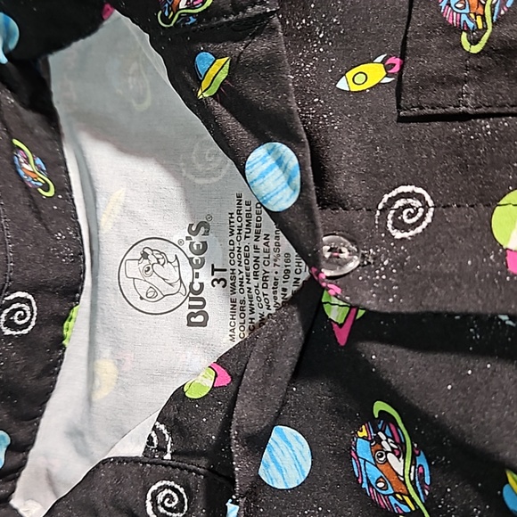 Bu-cee’s Shirt Youth Large Black Button Up Top Space Camp Print 3T - Picture 3 of 5